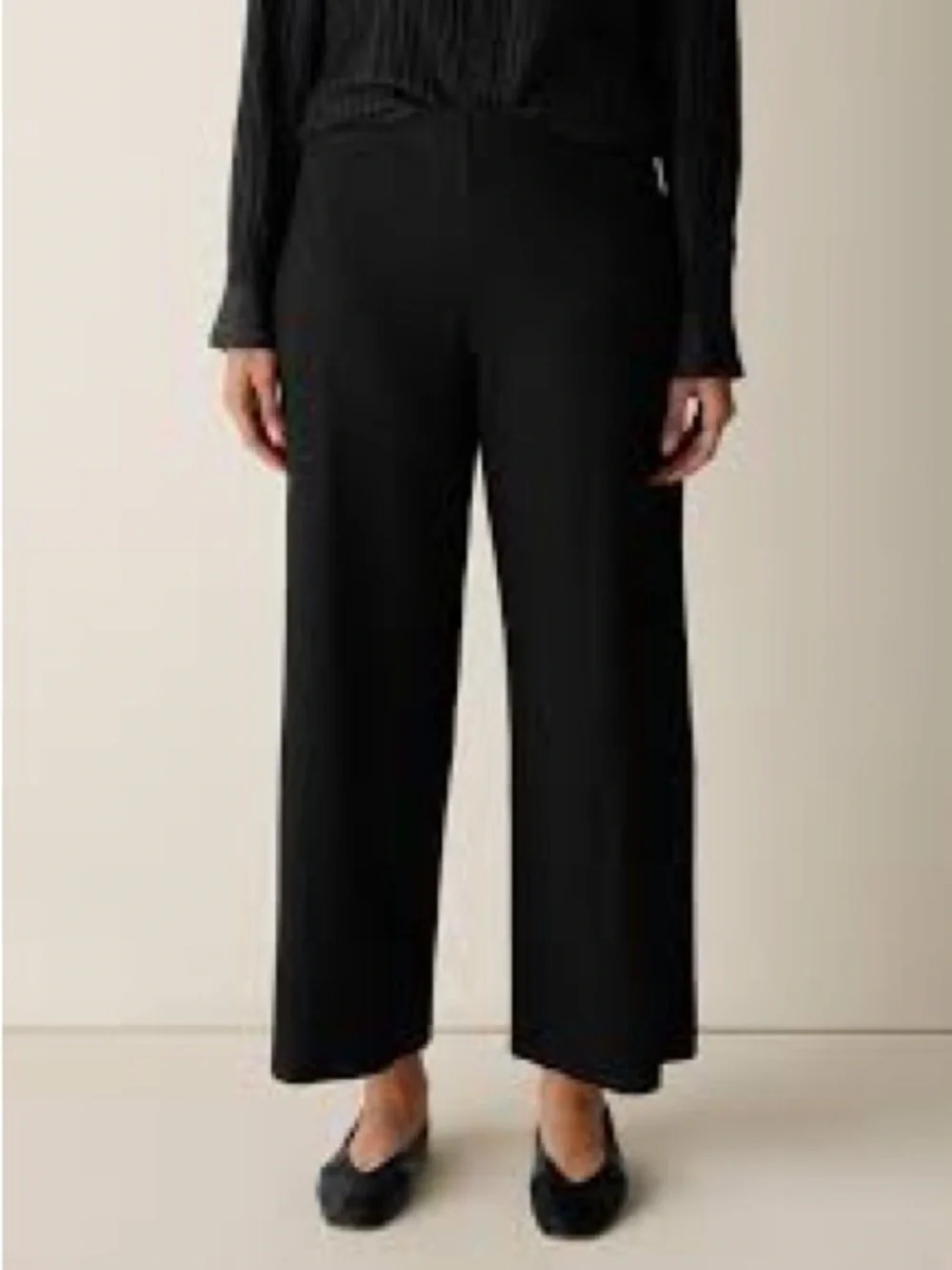 Eileen Fisher Black Wide-Leg Trousers with pockets on both sides Size XL